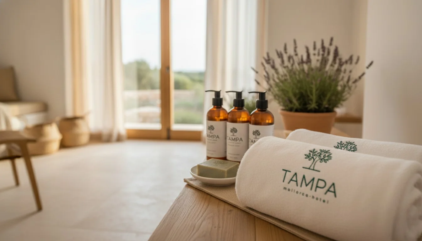 Aplicación de la marca Hotel Tampa en toallas y amenities del hotel