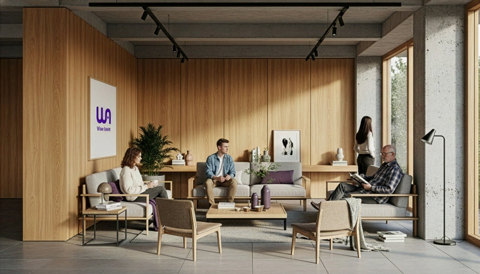 Diseño de interiorismo de la sala de reuniones para el equipo de Wiser Assist