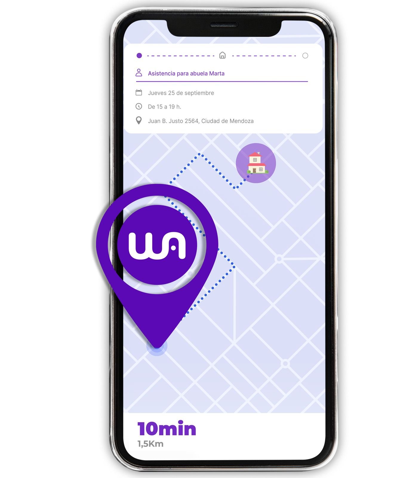 Visualización de la localización y datos de una asistencia en la aplicación web Wiser Assist