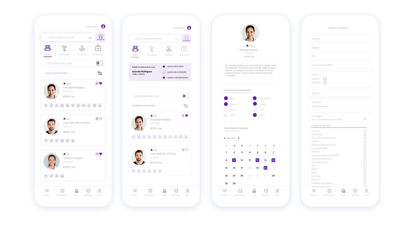 Proceso y flujo de uso de la aplicación web Wiser Assist en dispositivos móviles